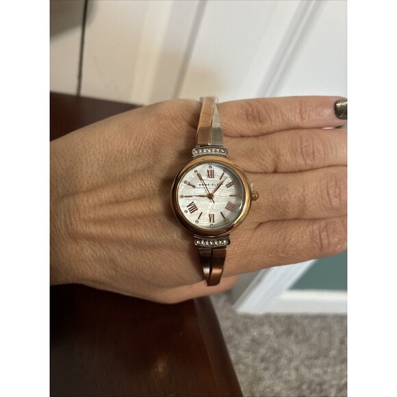 Anne Klein Bracelet Watch Two-Tone Silver Gold Roman Numeral Crystal Classic NWT main image 7